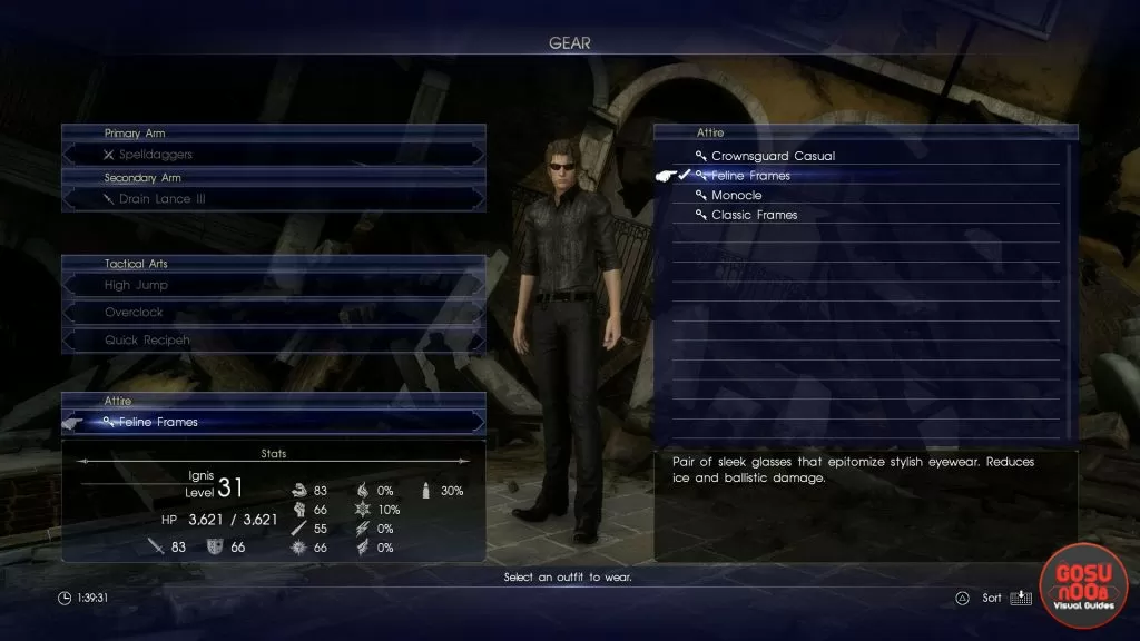 episode ignis new attire feline frames glasses