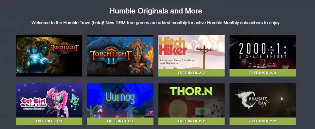 humble trove free games