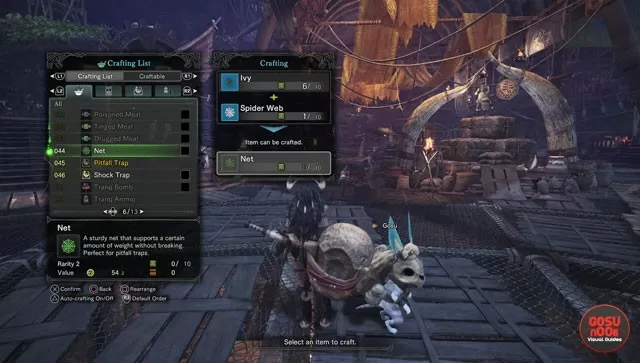 monster hunter world nets spider webs pitfall trap crafting