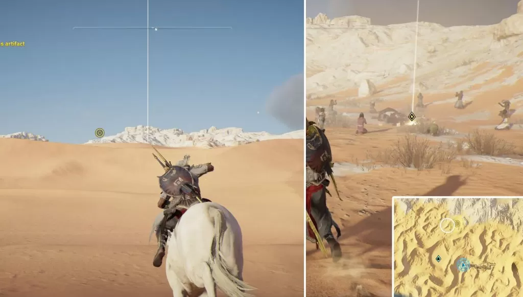 AC Origins Find Mysterious Artifact Lights Among the Dunes