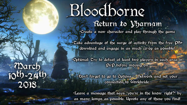 Bloodborne Return to Yharnam Community Event Announced