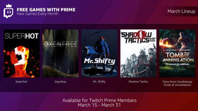 Twitch Prime Subscribers Now Getting With Free Games Every Month