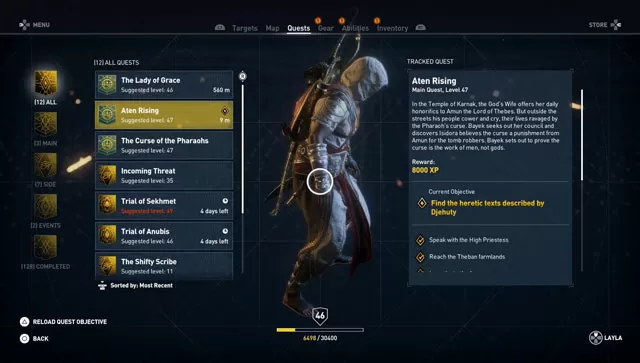 ac origins aten rising quest curse of the pharaohs