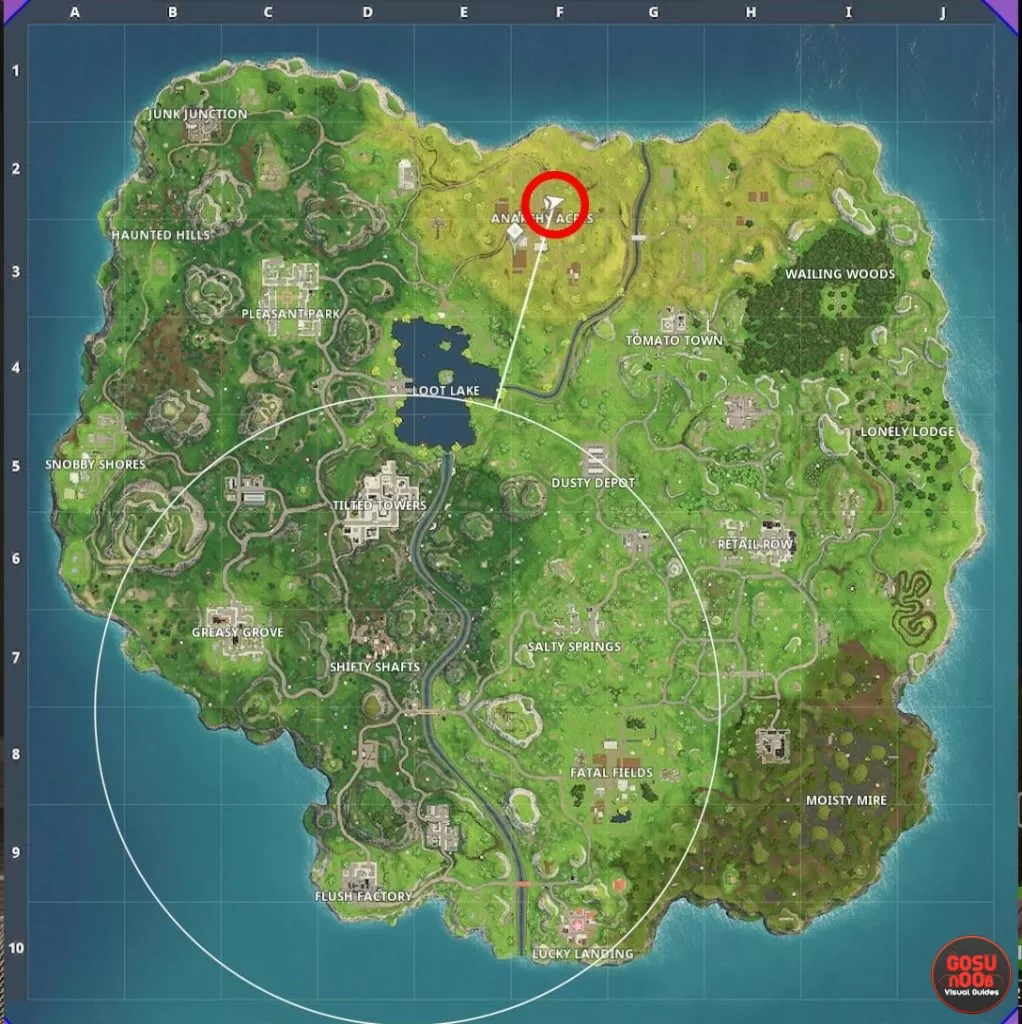 anarchy acres treasure map location fortnite br weekly challenge