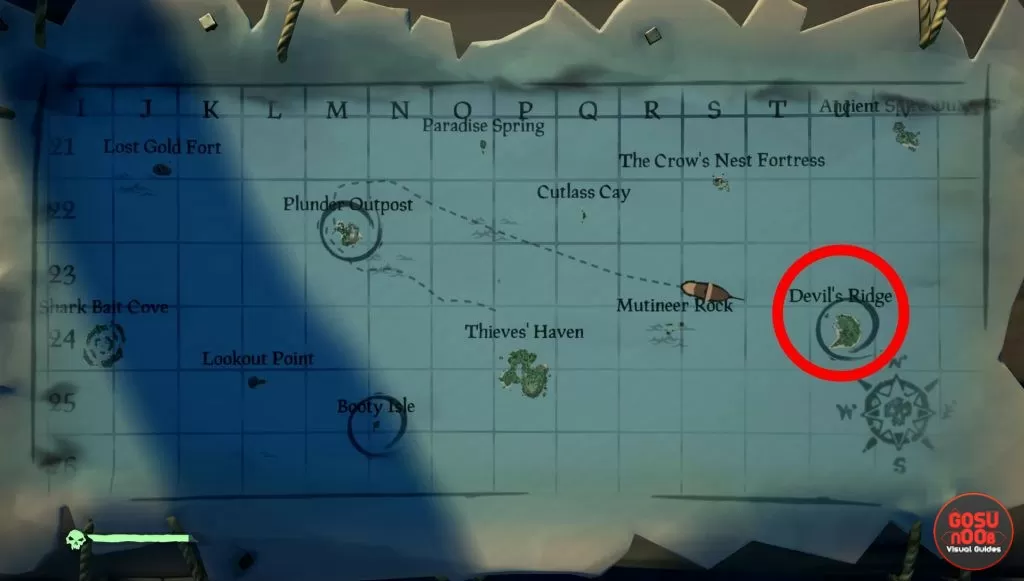 where to find devils ridge island location sea of thieves