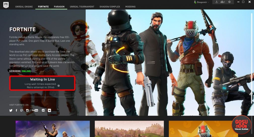 fortnite br server issues failed login one hour queue