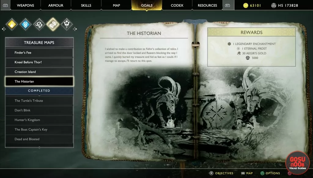 god of war historian treasure map