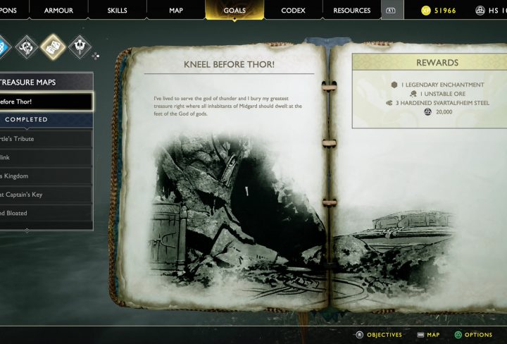 god of war kneel before thor treasure map