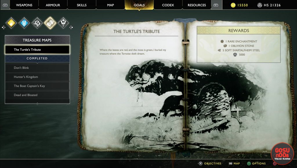 god of war turtle's tribute treasure map