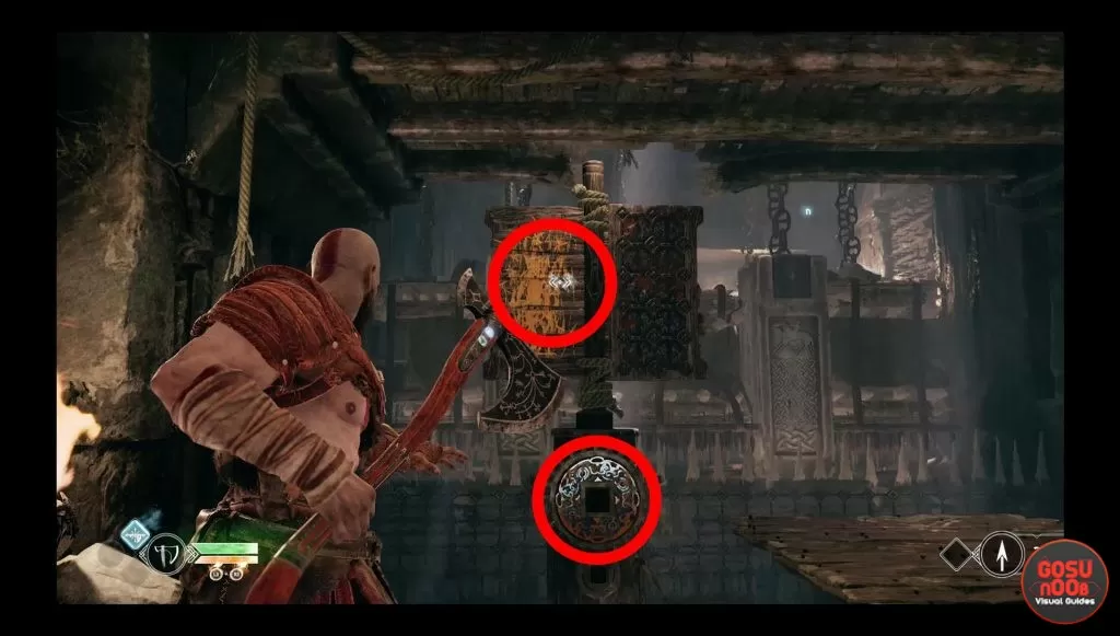 how to solve god of war river pass spiked ceiling puzzle