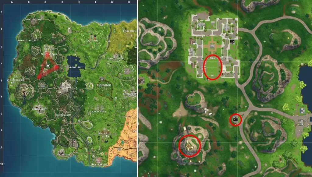 Fortnite BR Soccer Pitch Gas Station Stunt Mountain Map Location