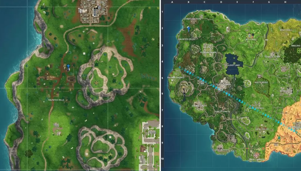 Follow the Treasure Map Found in Snobby Shores Fortnite BR Challenge Map Location