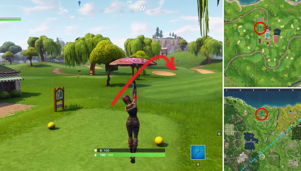 Fortnite BR First Gold Ball Tee Location