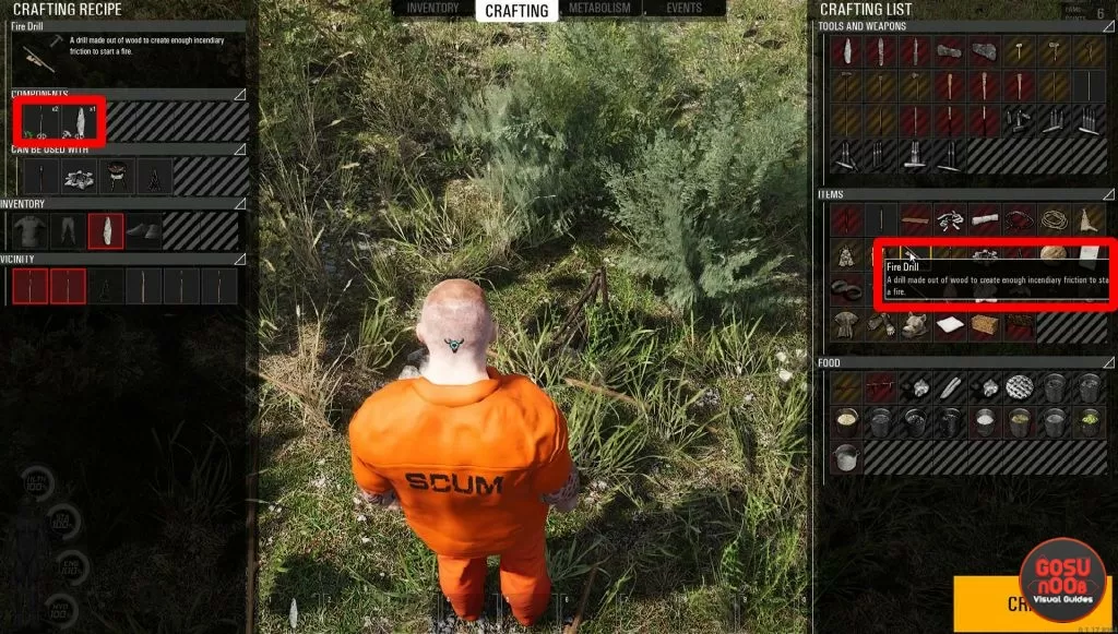 how to build fire in SCUM