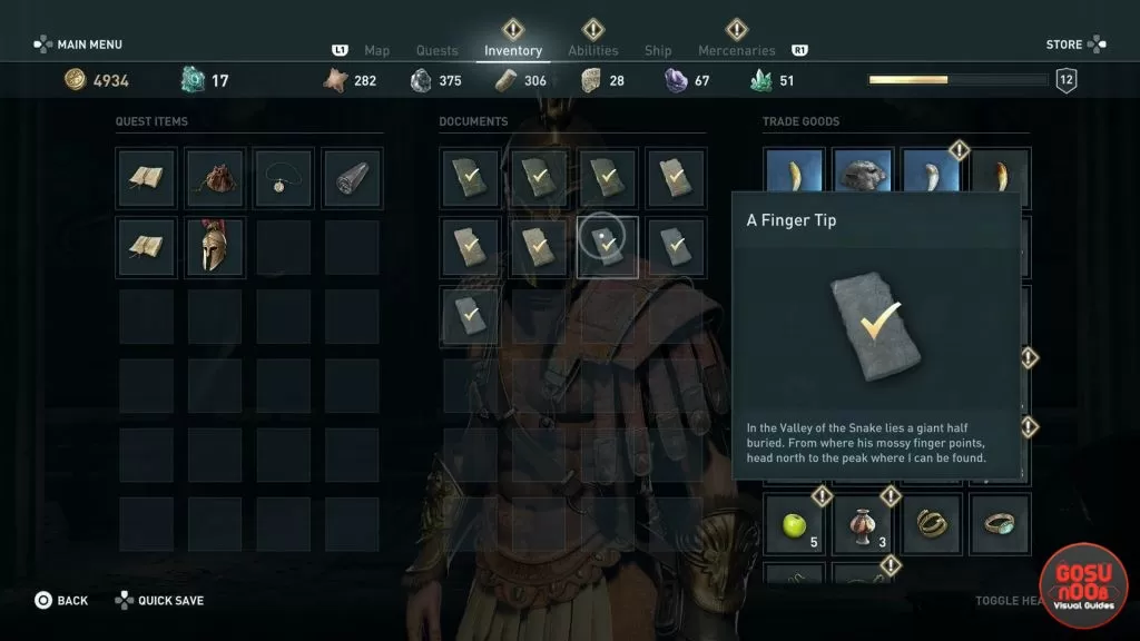 AC Odyssey Finger Tip Ainigmata Ostraka Location & Solution