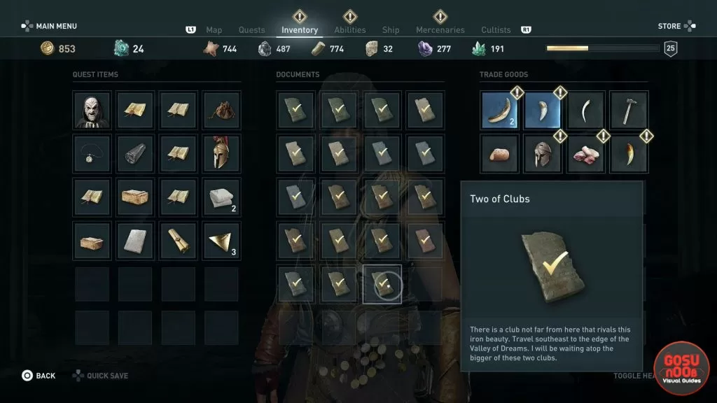 AC Odyssey Two of Clubs Ainigmata Ostraka Riddle Solution