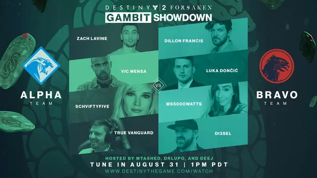 Destiny 2 Forsaken Gambit Celeb Showdown Stream Announced