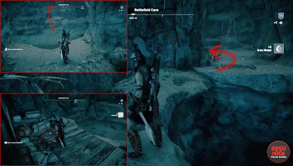 ac odyssey battlefield cave ainigmata ostraka