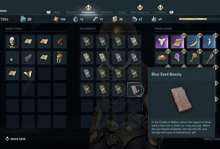 ac odyssey blue eyed beauty ainigmata ostraka