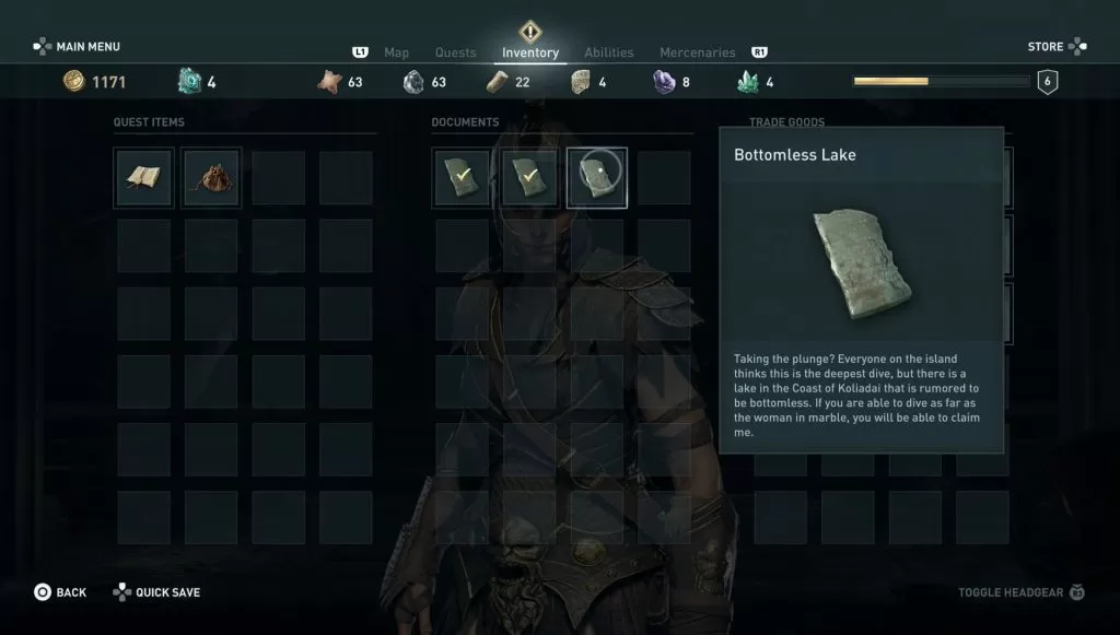 ac odyssey bottomless lake ainigmata ostraka location riddle solution