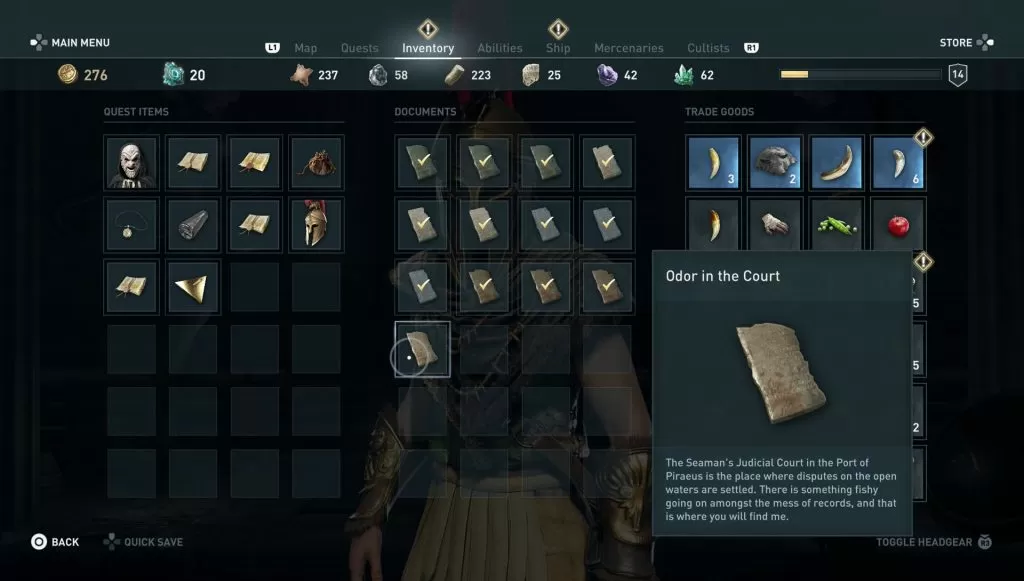 ac odyssey odor in the court ainigmata ostraka