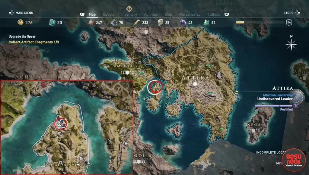 ac odyssey salamis marble quarry stone tablet