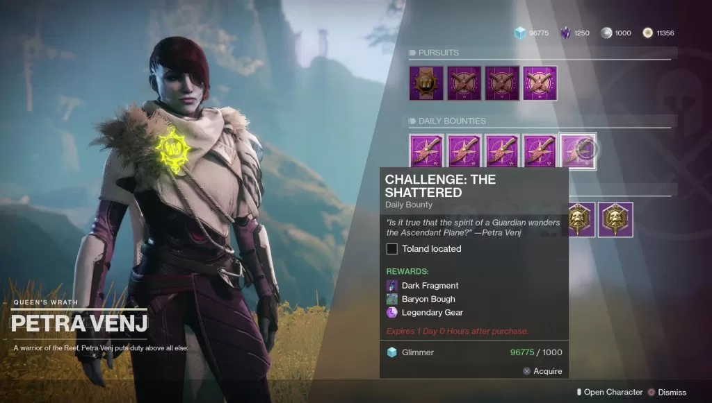 destiny 2 toland shattered daily bounty