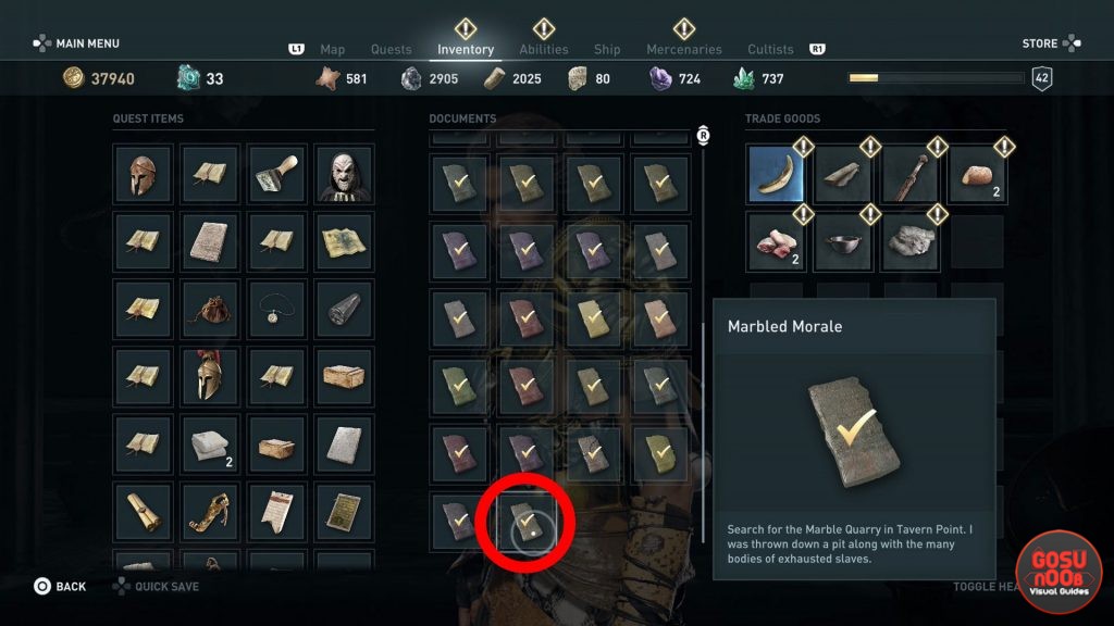 Assassin's Creed Odyssey Marbled Morale Riddle Solution - Porphyrion Cave Ainigmata Ostraka Location