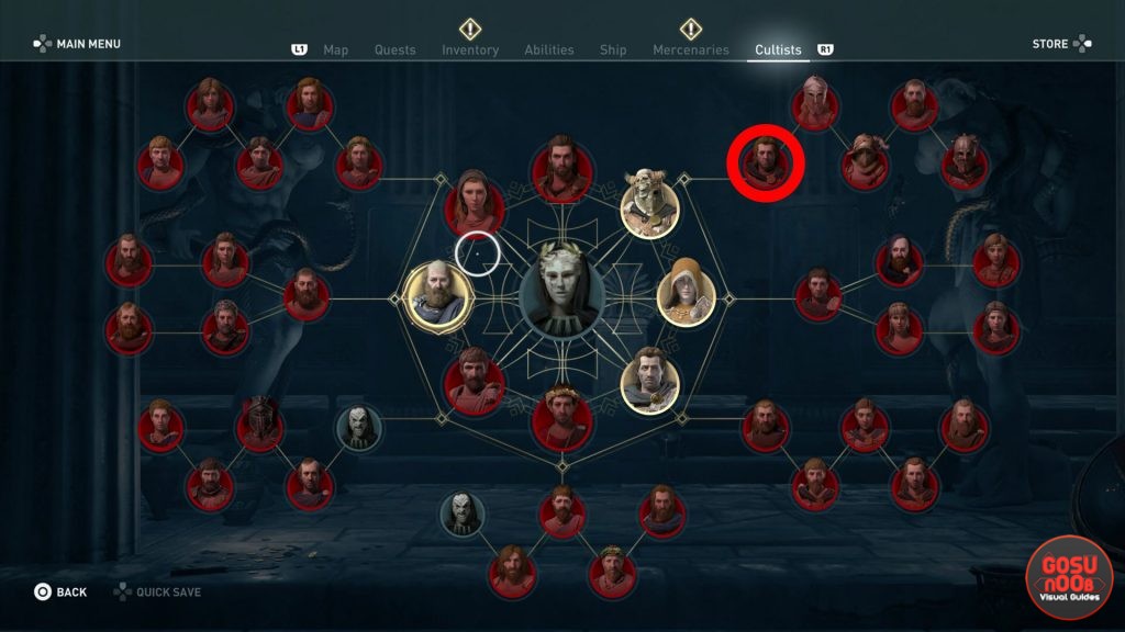Assassin's Creed Odyssey Pallas the Silencer Kosmos Cultist Location - Heroes of The Cult