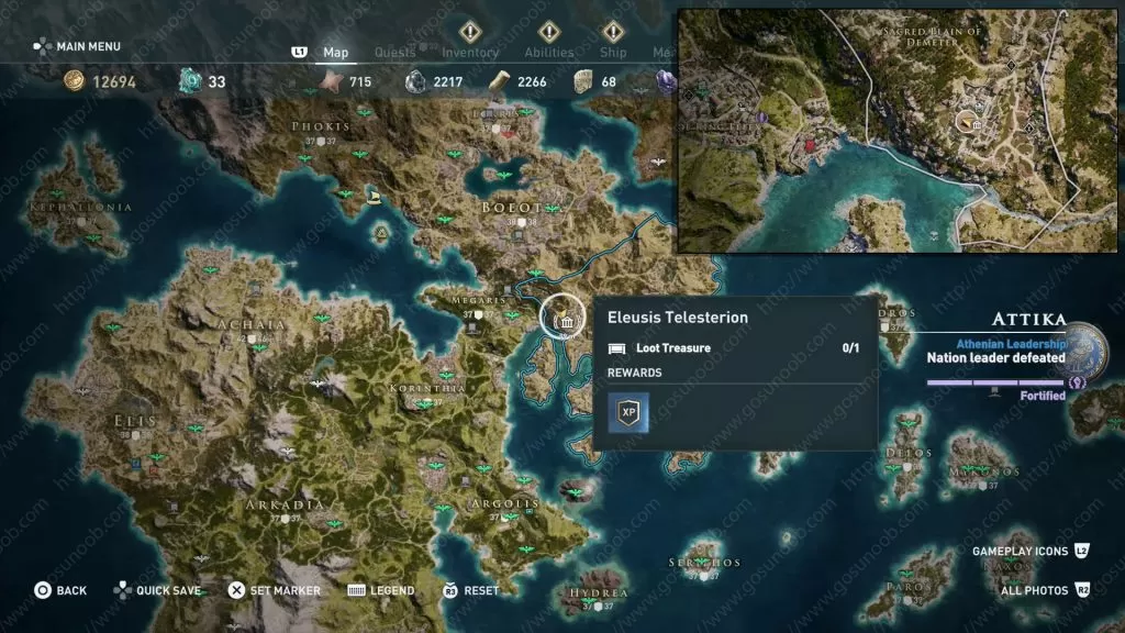 Legendary Chest Locations Pilgrims Hood map Assassins Creed Odyssey