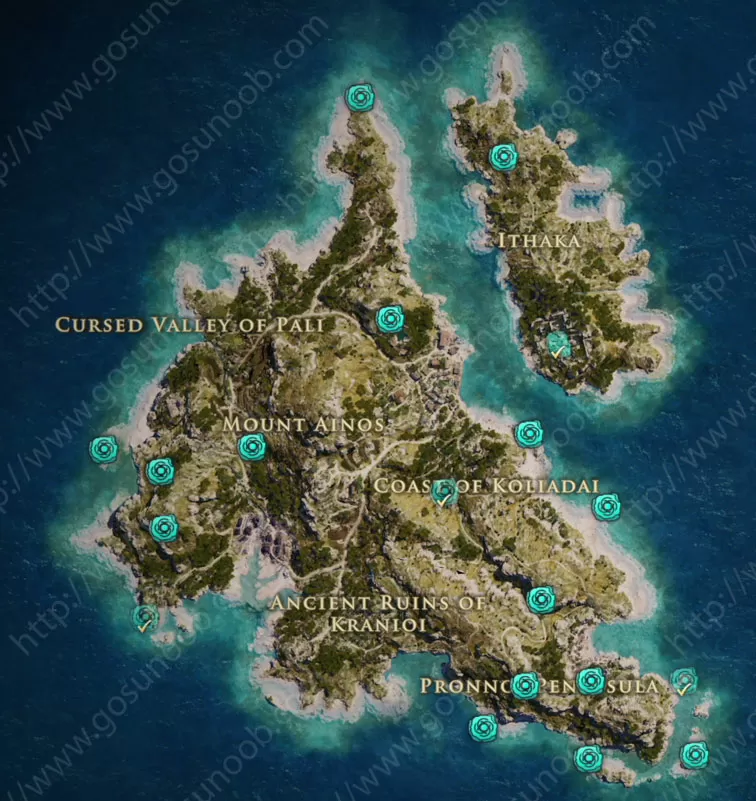 Orichalcum ore Fragments Map Locations Kephalonia