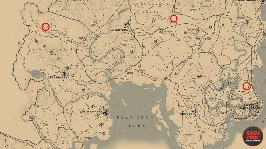 Red Dead Redemption 2 Bull Locations Map