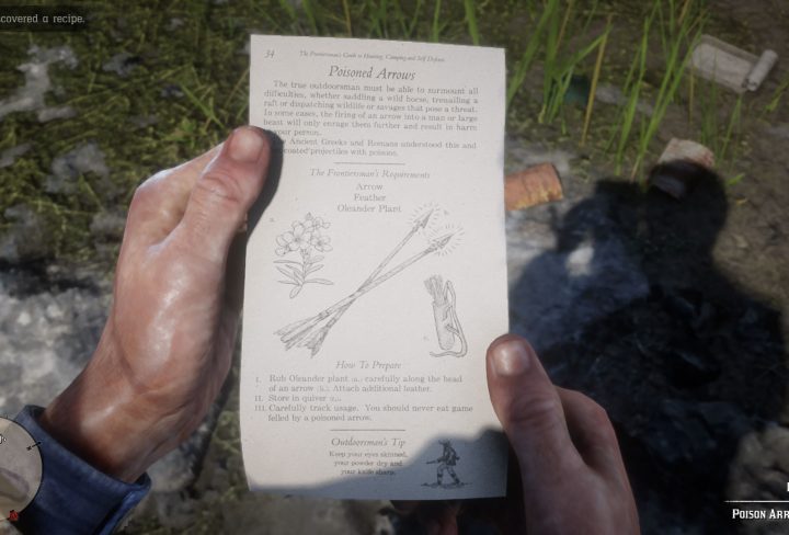 Red Dead Redemption 2 Poison Arrows Crafting & Recipe Pamphlet