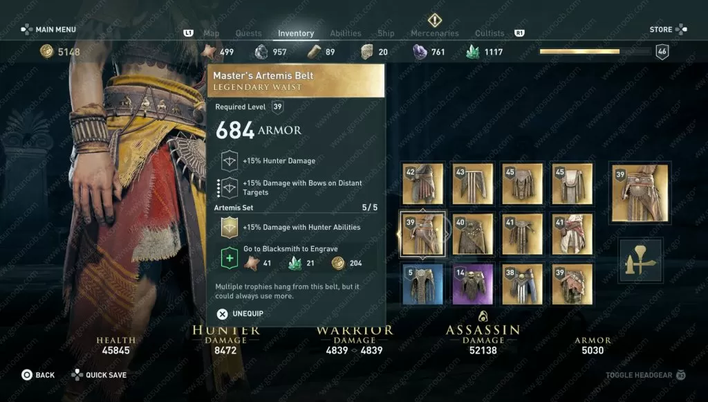 ac odyssey master's artemis belt