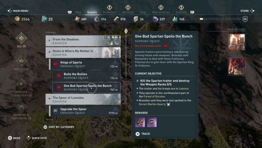 ac odyssey one bad spartan spoils the whole bunch quest