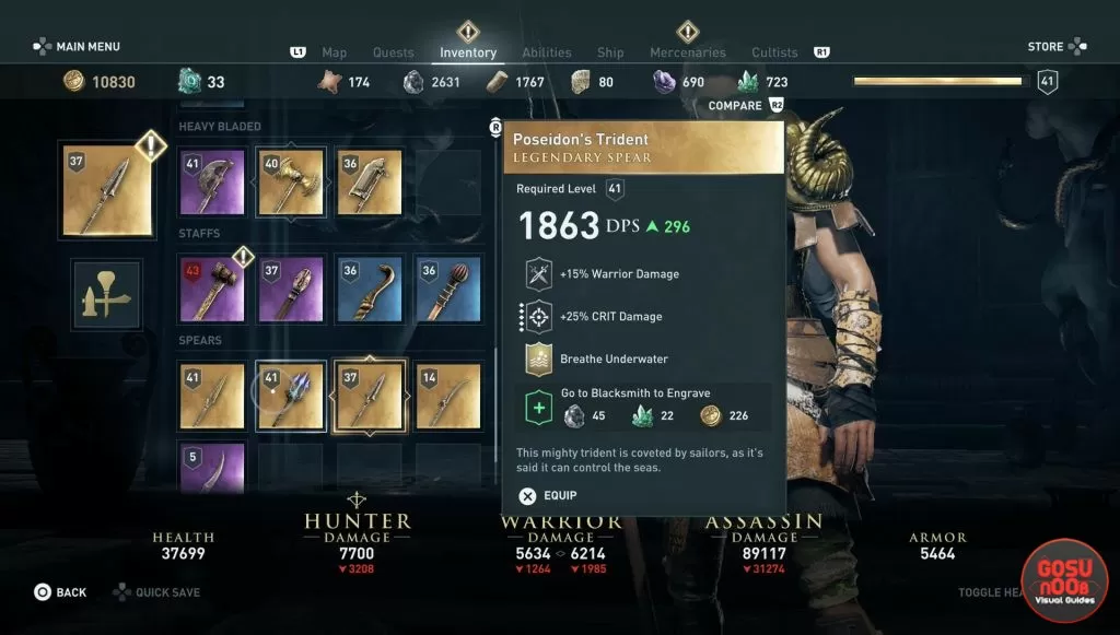 ac odyssey poseidon's trident legendary weapon