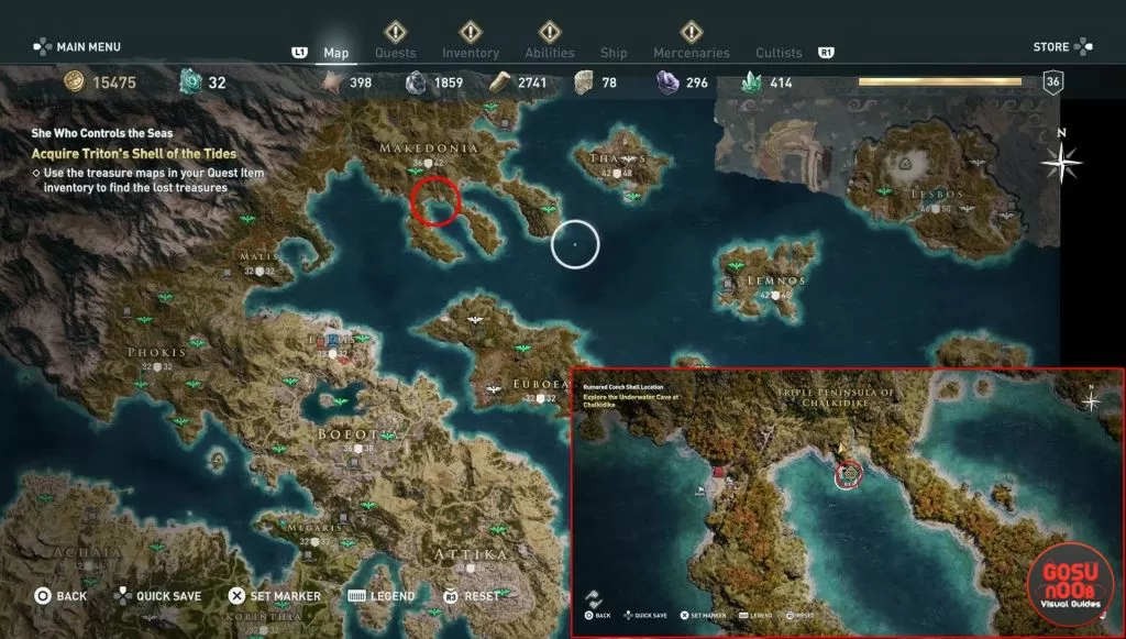 ac odyssey triton's shell of the tides location