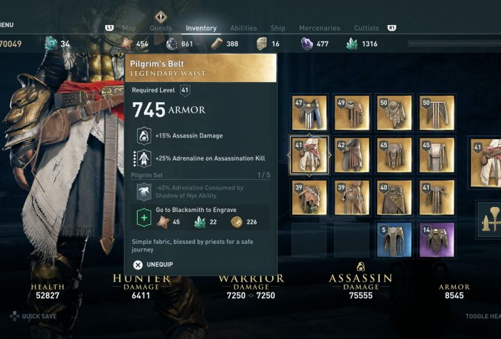 assassin's creed odyssey best early starting legendary armor