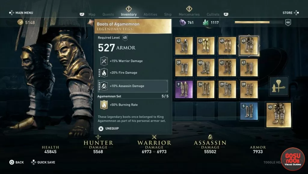 boots of agamemnon legendary armor set ac odyssey