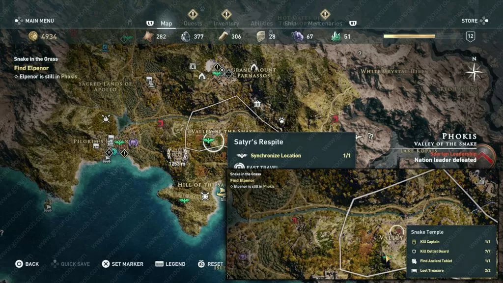 elpenor location map assassins creed odyssey