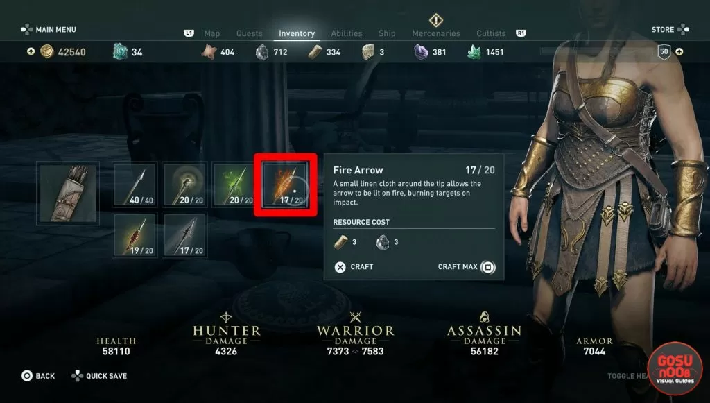 fire arrows ac odyssey how to craft & get