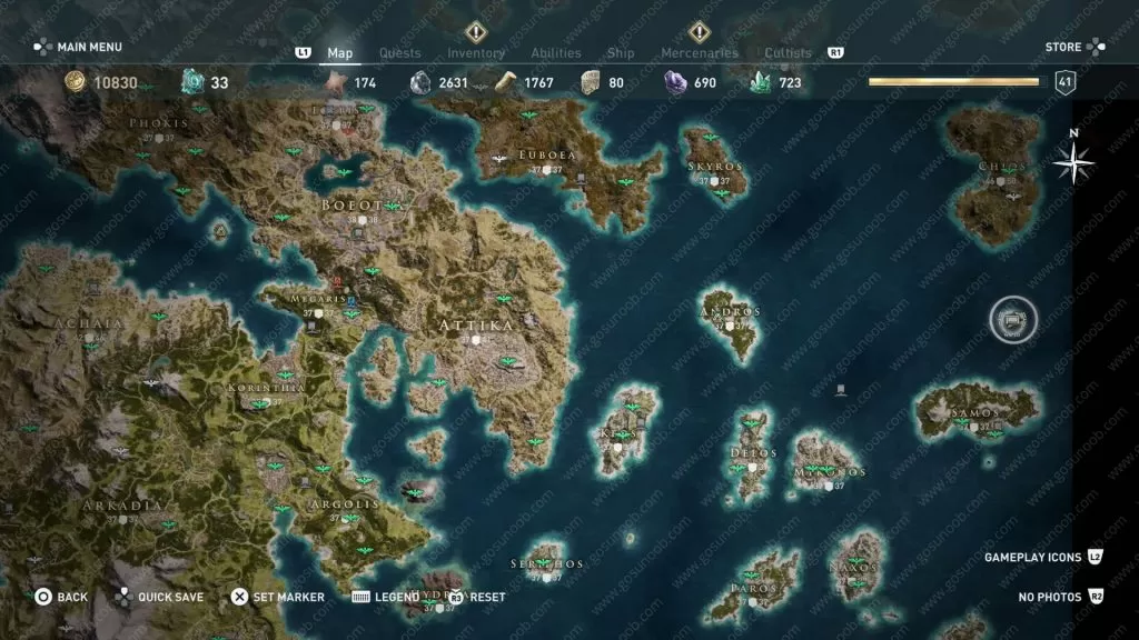 poseidons trident legendary chest map location ac odyssey