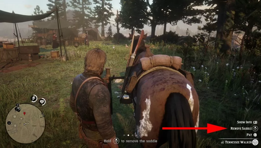 rdr 2 how to remove saddle from horse