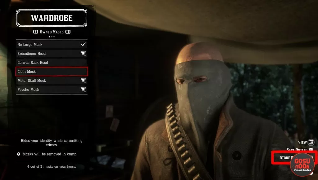 rdr2 how to change mask