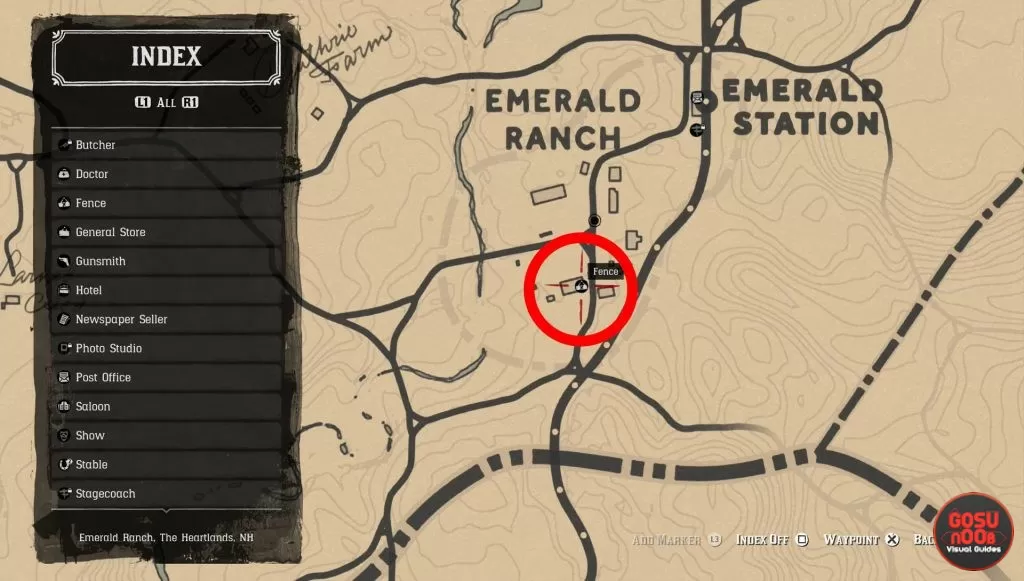 rdr2 where to find fence in emerald ranch vendor location