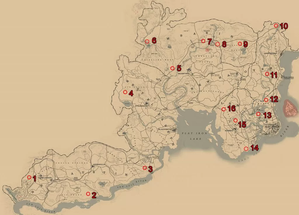 red dead redemption 2 legendary animals map locations