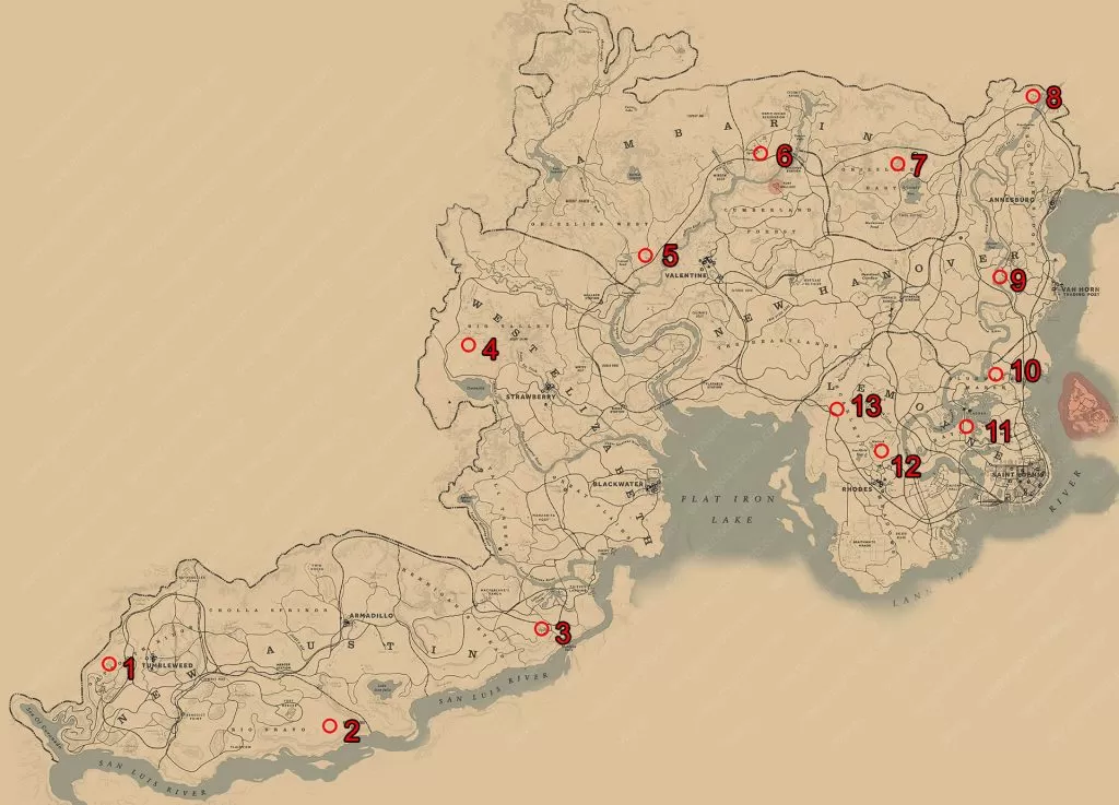 red dead redemption 2 legendary animals map locations