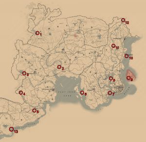 Legendary Fish RDR2 Locations Map