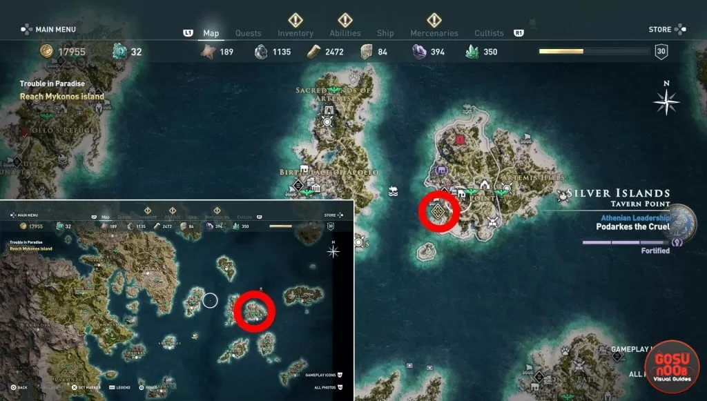 trouble in paradise ac odyssey side quest where to start