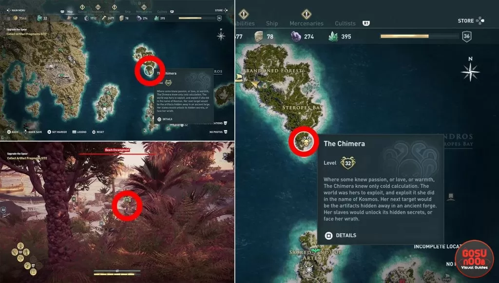 where to find cult of kosmos chimera silver vein location ac odyssey